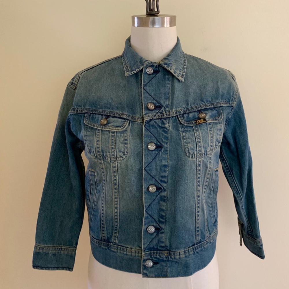 Lee Denim Trucker Blue Cropped Jean Jacket Size M